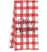 JOQUXI Red Checkered Christmas Kitchen Towels, Christmas Red and White Gingham Decorative Hand Te...