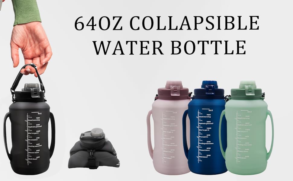 LELExilan 64oz COLLAPSIBLE WATER BOTTLE