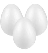 PRETYZOOM 3pcs 6-inch White Craft Styro Foam Eggs for DIY Polystyrene Decorations, Painting, Scho...