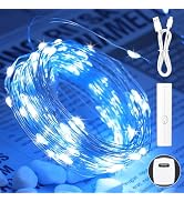 33FT Lipstick Rechargeable Fairy Lights, Twinkle Lights Battery Operated, Mini Indoor LED String ...