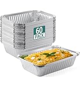 NEEBAKE 60 Pack 8x6 Disposable Aluminum Pans Aluminum-Foil-Pans-Tin-Foil-Baking-Pans-Tin-Trays-Fo...