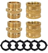 Hourleey Garden Hose Adapter, 3/4 Inch Solid Brass Hose Connectors Adapters, Male to Male, Female...