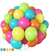 HILAVO Tropical Balloons 60PCS Summer Hawaiian Balloon Colorful Neon Hot Pink Green Teal Orange M...