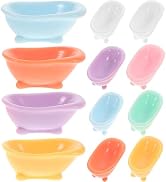 Wakauto 12pcs Miniature Bathtub Set Dollhouse Bathroom Accessories Small Tub for Doll Bathtime Co...