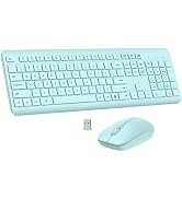 Wireless Keyboard and Mouse Combo, Full Size Silent Ergonomic Keyboard and Mouse, Long Battery Li...