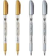 Dyvicl Metallic Markers Pens - Silver and Gold Paint Pens for Black Paper, Glass, Rock Painting, ...