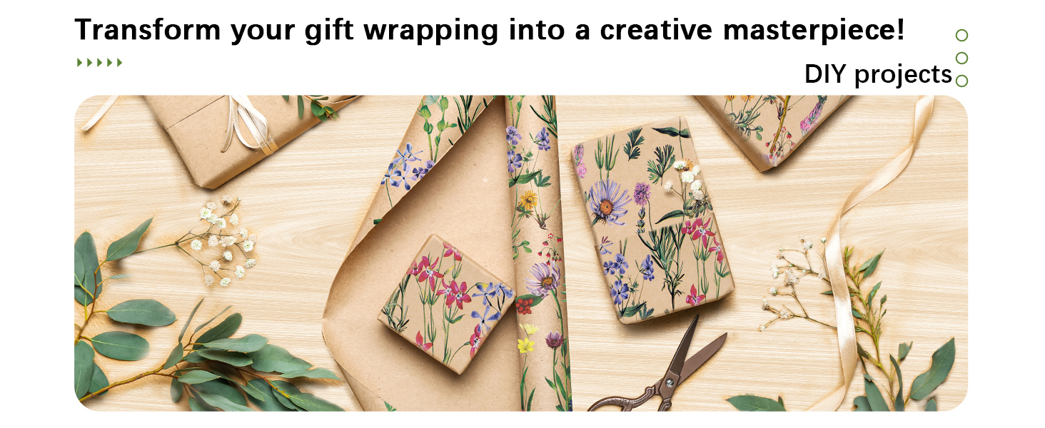 spring flower karft gift wrap paper