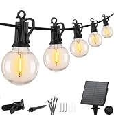 Minetom Outdoor Solar String Lights - 38 Ft Waterproof Dimmable LED Patio Lights with 15 Shatterp...