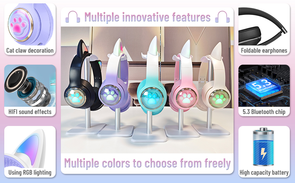 Wireless Cat Ear Bluetooth Headphones for Kids