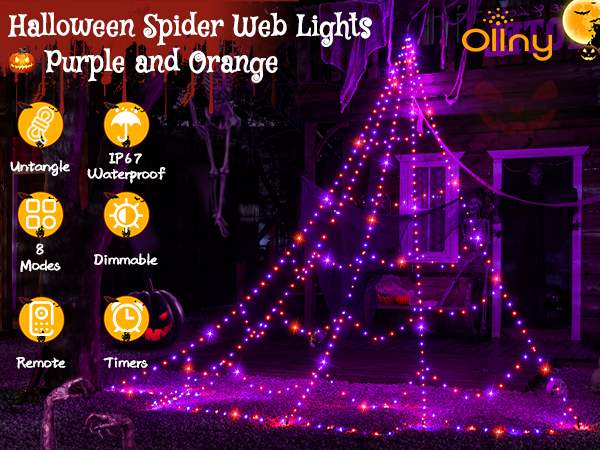 Ollny upgraded Halloween Spider Web Lights