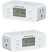 DEWENWILS 24 Hour Programmable Digital Timer Outlet, 2 Pack Timers for Electrical Outlets, Indoor...