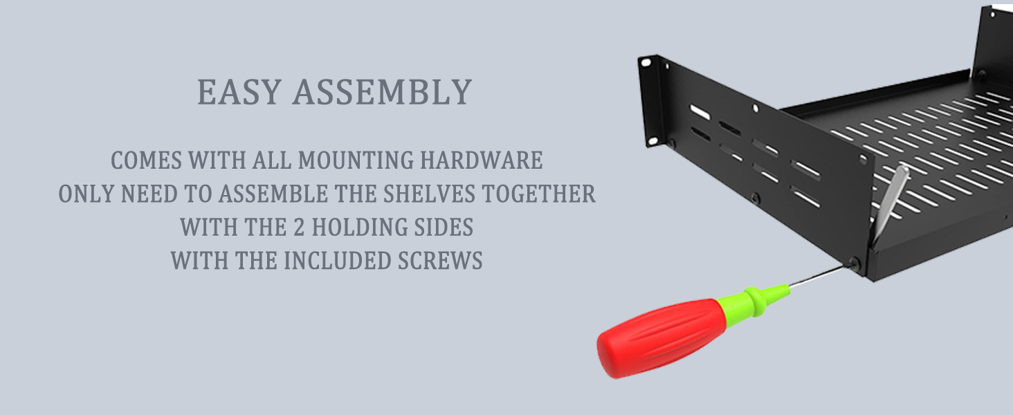2U 19“ universal vented rack mount shelf
