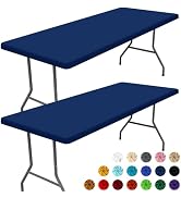 Moosfor Spandex 6 Foot Rectangle Table Cloth 2 Pack, Elastic Fitted Tablecloths for Picnic, Stret...