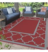 GENIMO 6' x 9' Outdoor Rug Waterproof for Patio Decor, Foldable Reversible Plastic Straw Area Rug...