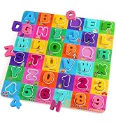 Wooden Alphabet Puzzles for Toddlers 2-4, Alphabet and Number Puzzle with ABC Learning for Toddle...