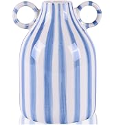 Blue and White Ceramic Vase with Handle, Nordic Boho Small Vases Side Table Flower Centerpiece, W...