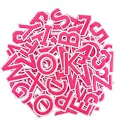 72 Pcs Iron On Letters & Numbers Patches for Tote Bags Hats Clothing Pink | Embroidered Letter Pa...