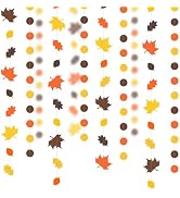 Fall Leaf Banner for Thanksgiving Party Decorations, Fall Maple Leaves Banner Circle Dots Garland...