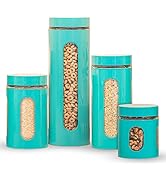 Venoly Stainless Steel Food Storage Canisters For Kitchen | 4 Piece Set of Airtight Kitchen Canis...