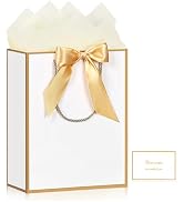 JMANNI Gift Bag, 1PCS Gift Bags Large with Ribbon and 1 Greeting Cards 2 Tissue Paper, Portable P...