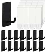 14 Pcs Towel Hooks with Removable Strips for Hanging, Adhesive Wall Heavy Duty, Outdoor No Damage...