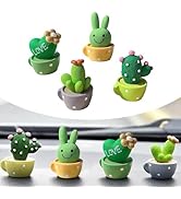 Qurbuns 4 PCS Cute Mini Cactus Figurines, Automotive Dashboard Cute Decoration, Car Mini Plants O...