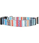 Adjustable Dog Collar for Small Medium Large Dogs - Colorful Pattern, Soft Polyester Pet Collar w...