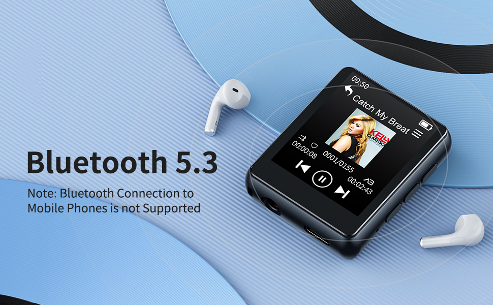 64GB MP3 Player with Bluetooth 5.3 Full Touch Screen Color Screen Mini MP3 Player