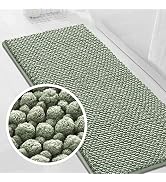 Turquoize Sage Green Bathroom Rugs Chenille Bath Rugs for Bathroom Runner Rug - Non Slip, Soft, T...
