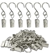 AMZSEVEN Stainless Steel S Hooks Curtain Clips, 50 Pack Hanging Party Lights Clips, Hangers Gutte...