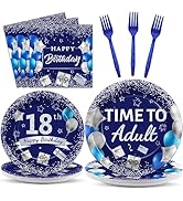 96 Pcs 18th Birthday Party Plates and Napkins Party Supplies Time To Adult 18 Years Old Birthday ...