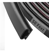 50 Feet D-Shape Rubber Weather Stripping Door Seal Strip, Fingwerk Self-Adhesive Backing Door Wea...