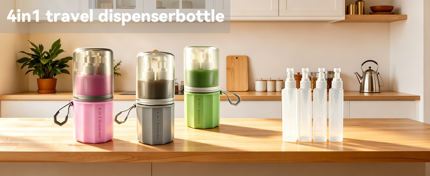 4 in 1 Travel Pump Dispenser Bottle