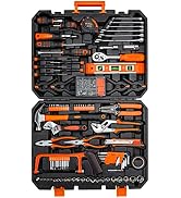 CARTMAN 168 Piece Tool Set Kit General Household Hand with Plastic in Storage Case Orange
