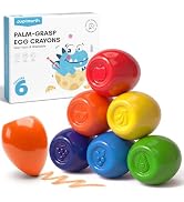 JUPITEARTH Egg Crayons for Toddler 1-3, Non Toxic Jumbo Crayons, 6 Colors | Palm-Grasp Baby Crayo...
