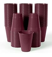 Exquisite Burgundy Disposable Plastic Cups - 100 Pack 12 Oz Plastic Cups - Colored Disposable Cup...