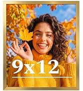 Veleclo 9x12 Picture Frame for Wall Display, 9x12 Gold Picture Frame with Shatter Resistant Plexi...