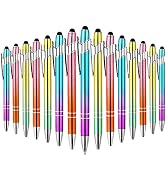 WY WENYUAN 15 Pieces Ballpoint Pens, Comfortable Writing Pens, Pretty Metal Stylus Pen, Black Ink...