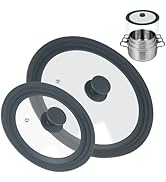Universal Lid for Pots Pans and Skillets, 2 Pack Pan Cover fit 7", 8" 9" & 10", 11", 12" Diameter...