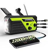 Emergency Radio, AM/FM NOAA Weather Radio with Flashlight | 4 Charging Cables, 22000mWh Portable ...