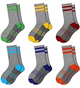 Comfoex Boys Crew Socks Half Cushioned Athletic Socks Cotton Calf Socks For Big Little Kids 6 Pairs