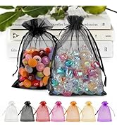 ANZNKU 50PCS Black Organza Bags, Gift Bags Small Size, Sheer Organza Bag 5x7 Inch for Christmas, ...