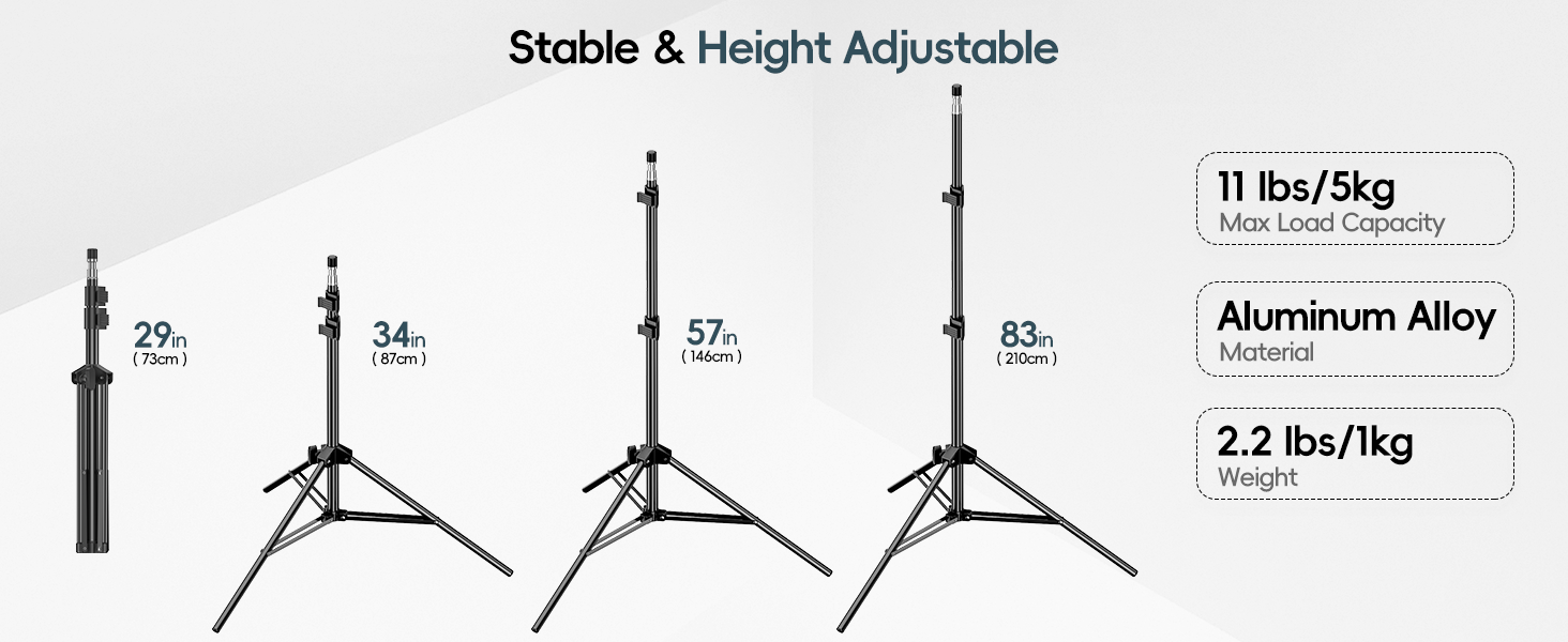 EMART 7 Ft Light Stand Height adjustable 34inch to 83inch Max Load Capacity 11lbs/5KG