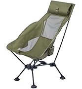 iClimb Ultralight Compact Camping Folding Beach Chair with Anti-Sinking Large Feet (Green - Trian...