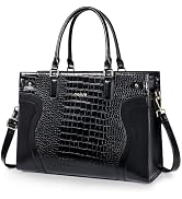 MOSISO Laptop Tote Bag for Women, 15.6 inch Waterproof Crocodile Grain PU Leather Laptop Bag, Top...