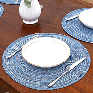 round braided placemats blue set of 6 indoor dining table placemats