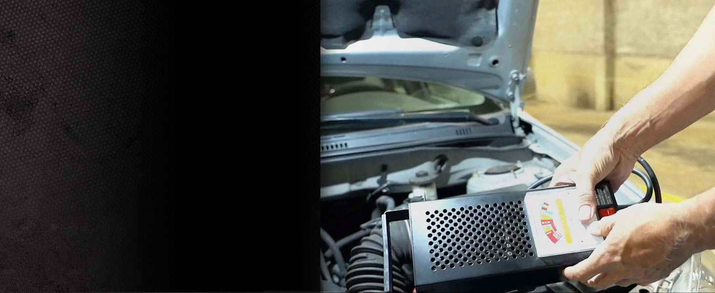 Steps show how to test the automobile charging system with the BT-100 car battery tester.