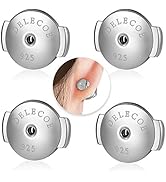 2 Paris Sterling Silver Locking Earring Backs Replacements for Diamond Studs, 18K White Gold Plat...