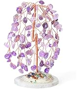 YATOJUZI Amethyst Crystal Tree of Life Money Tree Natural Crystals Trees with Agate Base Copper W...