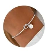 Turandoss Gold Initial Bracelets for Women - Dainty Gold Knot Letter A-Z Initial Bracelet for Wom...